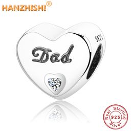 2021 Autumn Newest DIY Fit Original Pandora Charms Bracelet Jewellery Making Father Gift 925 Sterling Silver Heart Dad Charm Bead Q0531