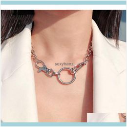 Chains & Pendants Necklace For Women Sier Colour Zinc Alloy Korean Links Chain Statement Necklaces Feminino Bijoux Mujer Fashion Jewellery Drop