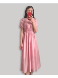 French retro bubble sleeve dress with slim waist and belly covering Fairy Dress 210309