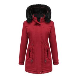 Women's Jackets Winter Overcoat Wear Hooded Lined Jacket Thick Trench Two Warm Fur' Coat Outwear