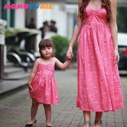 mother daughter dresses off shoulder sleeveless pink family matching clothes look outfits mommy and me clothes dress beach 210713