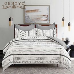 Oentyo Nordic Bedding Sets Geometric Duvet Cover Set Double Bed 220x240 Bohemian Quilt Cover Simple Bed Cover Queen King Single 210706