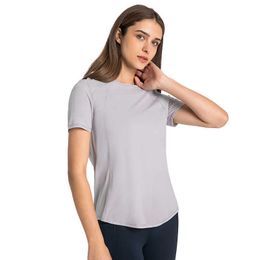 Back Open Stitched Mesh Women's Tops Sports Short Sleeve Shirt Fast Drying Breathable Light Thin Fitness Gym Yoga T-shirt