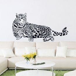 Black PVC Wall Stickers Cheetah Leopard 3D Removable Wall Decals Home Decor Stickers Free Shipping 210308