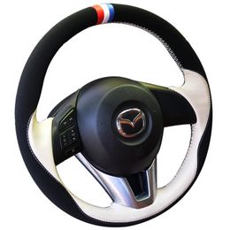 For Mazda 3/6/20 CX-4 CX-5 atenza 17 onxela DIY custom made leather steering wheel cover car wheel cover