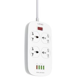 LDNIO Quick Charge 3.0 Power Strip Switch Surge Protector 2M Extension Cable Multi Outlets Plug 4 Sockets USB Charging Ports