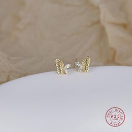 Stud HI MAN 925 Sterling Silver Japanese Creative Exquisite Crystal Butterfly Earrings Women Sweet Romantic Daily Jewellery