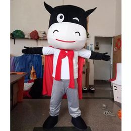 Halloween Milk Cow Mascot Costume Cartoon Dairy Cows Anime theme character Christmas Carnival Party Fancy Costumes Adults Size Outdoor Outfit