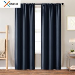 XUNTUO High-grade Blackout Blinds Curtain for Living Room Bedroom Solid Colour Children Window Treatments Curtain Customised 210712