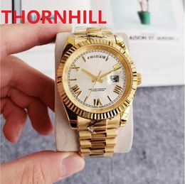 Factory 316L Stainless Steel Watch Men Fully Mechanical Automatic Movement Perfect Quality Business Day-Date Watches Sapphire Mirror luminous Roman Wristwatch