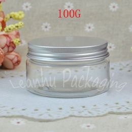 100G Transparent Plastic Cream Jar With Aluminum Cap , 100CC Mask / Sub-bottling Empty Cosmetic Containerhigh qty