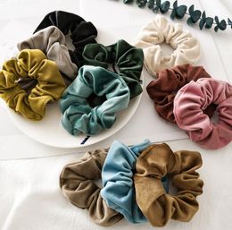 Velvet Women Hairbands Solid Scrunchies Hair Ties Ropes Elastic Headband Girls Ponytail Holder Fashion Hair Accessories 10 Colours DW6110