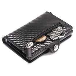 Wallet Anti-theft Men 2021 RFID with Organiser Coin Pocket Fashion Carbon Fibre Slim Card Case