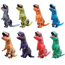 Dinosaur Inflatable Costumes Adult Kids Anime T-Rex Dino Purim Carnival Party Suit Halloween Cosplay Costume for Boys Girls Q0910