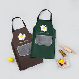 Waterproof Kitchen Aprons Hand Wipeable Little Daisy Flower Apron for Housewife Men Women Coffe Shop Chef Work Aprons