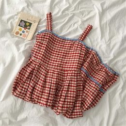 Summer Elegant Sweet Red Plaid Strap Dress Women Korean Vintage Designer French Cute Dress Chic Female A-Line Beach Sundresses 210619