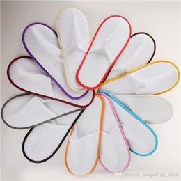 Disposable Slippers Wholesale 50pairs Hotel Travel Spa Scuffs Home Guest Slippers White With EVA Sole Closed Toe