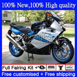 Body +Tank cover For BMW K1200 S K 1200 S K1200S K1200-S 05-10 Bodywork 4No.12 Silvery blue K-1200S 05 06 07 08 09 10 K 1200S 2005 2006 2007 2008 2009 2010 Full Fairing Kit