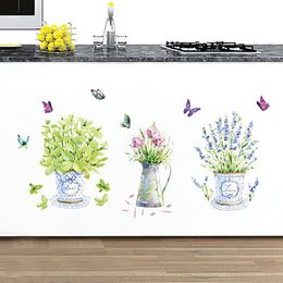 Wall Stickers Butterfly Vase Living Room Decoration Background Shop Glass Tile