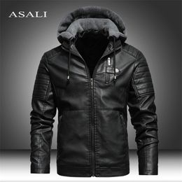 Men Winter Leather Jackets Coat Motorcylce Casual Fleece Thicken Motorcycle PU Jacket Biker Warm Leather Men Brand Clothing 211119