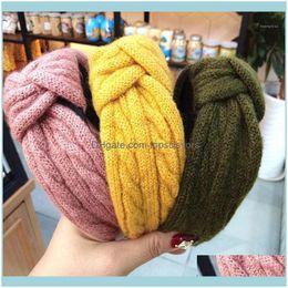 Aessories & Tools Productswinter Wide Knot Knitted Headbands Fashion Solid Handmade Warm Woollen Twist Hairbands For Women Girls Hair Hoop Ae