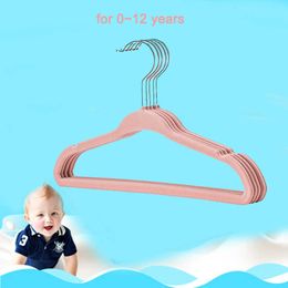 10pcs 28cm Kids Children Child Baby Non Slip flocked Velvet Coat Clothes Hangers for Children Clothing Shop 210702