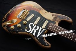 Rare Relic Stevie Ray Vaughan 3 Tone Sunburst Electric Guitar Left Handed Tremolo Bridge, Alder Body, Vintage Tuners, Gold Hardware