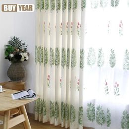 Curtain & Drapes Korean Style Curtains Embroidered Window Screens Rural Bedroomcurtains, For Living Room Luxury Nordic