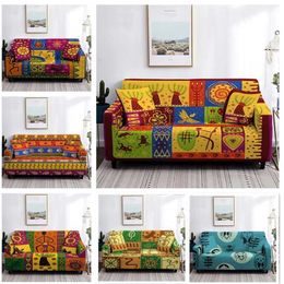 African Ethnic Style Sofa Cover Slipcover Furniture Protector Couch Stretch Home Decor for Living Room 1/2/3/4 Seater 211207