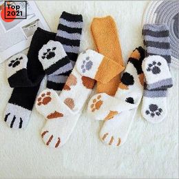 Winter Coral Fleece Thickening Plus Pile Loop Socks Female Cat's Claw Socks Warmth Tube Socks Fabric Great Elasticity Universally Applicable CO19 mok1