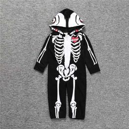 Halloween Costume born Baby Boy Girl Skeleton Rompers Long Sleeve Jumpsuit Clothes Cosplay Infant 211101