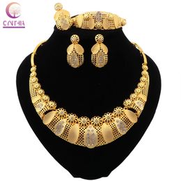 Dubai Gold Color Jewelry Set For Women African Necklace Earrings Italian Bridal Jewellry Sets Wedding Accessories