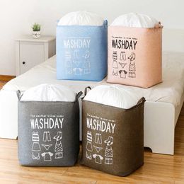 Super Large Laundry Basket 75LFoldable Storage Hamper With Drawstring Cover Water-Proof Linen Toy Clothes 210609