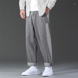 Men's Jeans 2021 Autumn Stitching Denim Wide-leg Pants Streetwear Harem Baggy Male Brand Clothes