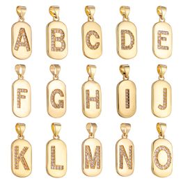 18k gold plated brass CZ micro pave zircon initial alphabet charms letter pendants for necklace making