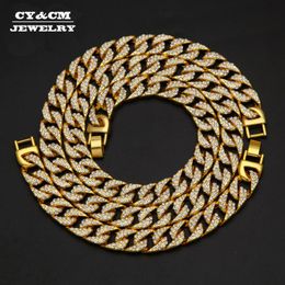 thick silver chain link Australia - Earrings & Necklace Thick Miami Cuban Link Chain Gold Silver Color Rhinestone Iced Out Hip Hop Bling 13mm 30" 8" Bracelet Set