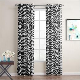 SunnyRain 1-Piece Zebra Stripe Sheer Curtains Curtain For Living Room Window Curtain For Bedroom Drape Top With Eyelets Punching Y200421
