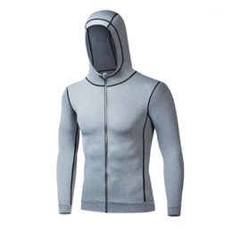 Men's Hoodies & Sweatshirts Gym Clothes Man Hoodie Jogger Casual Elastic Wicking Quick-Dry Elasticity Running Wear Tight-Fit Sweat Zipper Sp