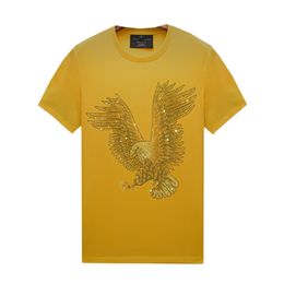 -Sommer Casual Herren CrewNeck Strass Gelb T-Shirts mit Designs - Kurzarm Pullover Tops Slim Fit T-Stück, Unisex