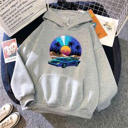 Retro Anime Print Hoodies Man Hip Hop Loose Cartoon Streetwear Hooded Pullover Winter Autumn Fleece Sweatshirts Mens Hoodie H1227