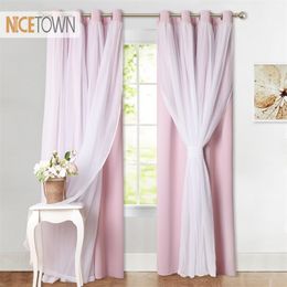 NICETOWN Window White Sheer Curtains Voile Blackout Curtain Chrome Ring Drape Dream Style for Living Room 1 panel with 2 Tie Backs Y200421