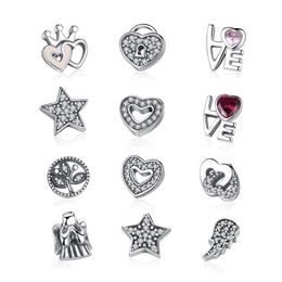 New Style Authentic 925 Sterling Silver Forever Hearts Petites Charm Fit Original Floating Necklace DIY Jewelry CRF101 Q0531