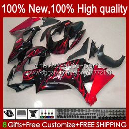 Motorcycle Body For SUZUKI GSX R1000 GSXR 1000 1000CC Fairings K7 07 08 48No.2 GSXR1000 GSXR-1000 GSXR1000CC 2007 2008 GSX-R1000 2007-2008 OEM Fairing red flames hot