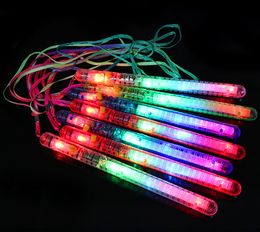 Colorful flash birthday party sticks wholesale with lanyard led electronic glow rainbow stick concert cheer props light sticks