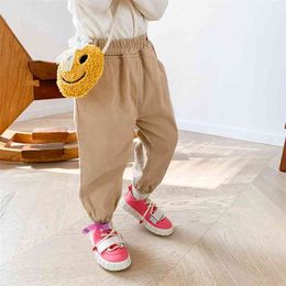 Winter baby girls fleece thicken solid Colour casual pants with little bag Children boys warm all-match ankle-tied 210708