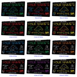 LX1053 Your Names Man Cave My Rules Light Sign Dual Colour 3D Engraving