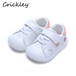 Lovely Baby White Shoes High Quality Sequin Star Booties for Kids Toddler Sneakers Girls Boys Solid PU Leather First Walkers H0917