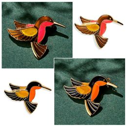 Pins, Brooches SHUANGR Classical Fashion Suits Sweater Accessories Cute Cartoon Enamel Birds Woodpecker Brooch Pins For Women Men Jewellery