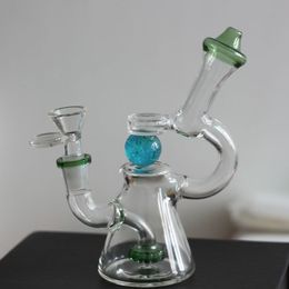 Small Handmade glass bongs for smoking with luminous ball green Hookahs 6 inch