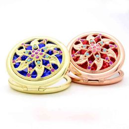 girl hand mirrors UK - GU219 Vintage Gift Hand s Pocket Mini Portable Compact Mirror Girl Double-Side Folded Hollow Out Makeup Tools